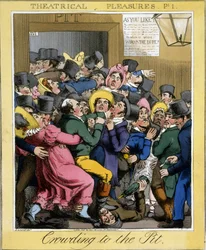 Affluence à la fosse, Planche 1 de Theatrical Pleasures, pub. Thos. McLean, Londres, 1821